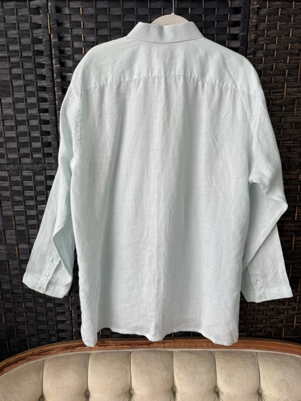 Winston Co Linen Blend Pullover Shirt Long Sleeve Collared Lightweight Sz L - Picture 5 of 8